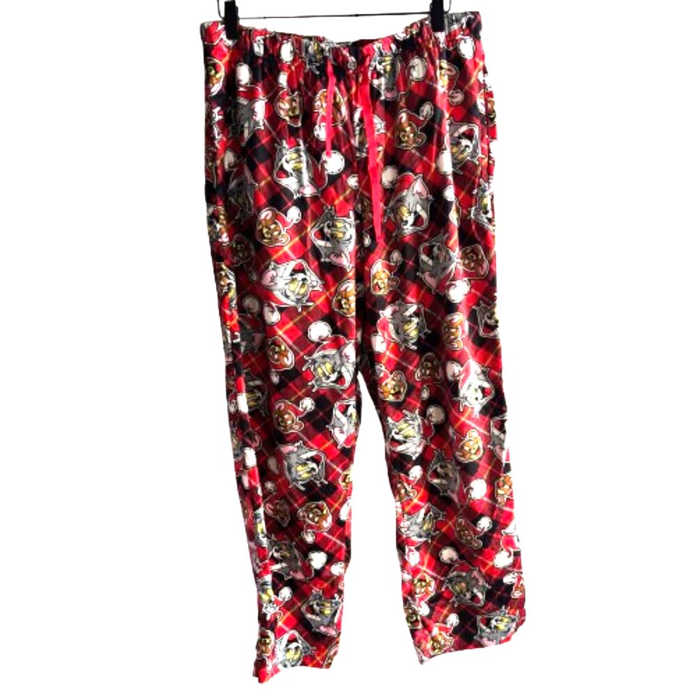 Woman's Size L Tom & Jerry Cartoon Velour Holiday Christmas Lounge Pants #V
